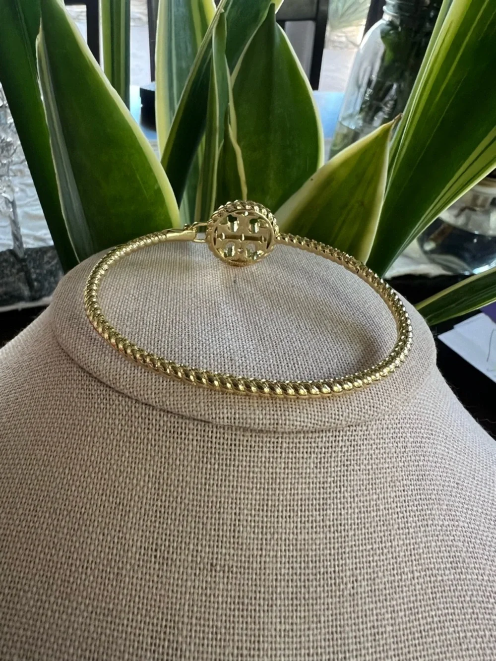 Tory Burch Logo Medallion Bangle Bracelet